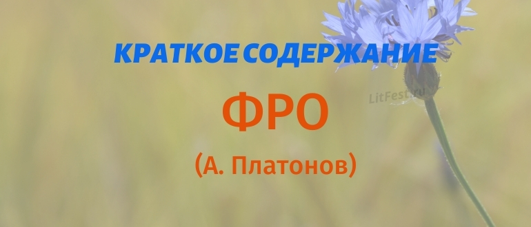 Краткое содержание рассказа «Фро» А. Платонова